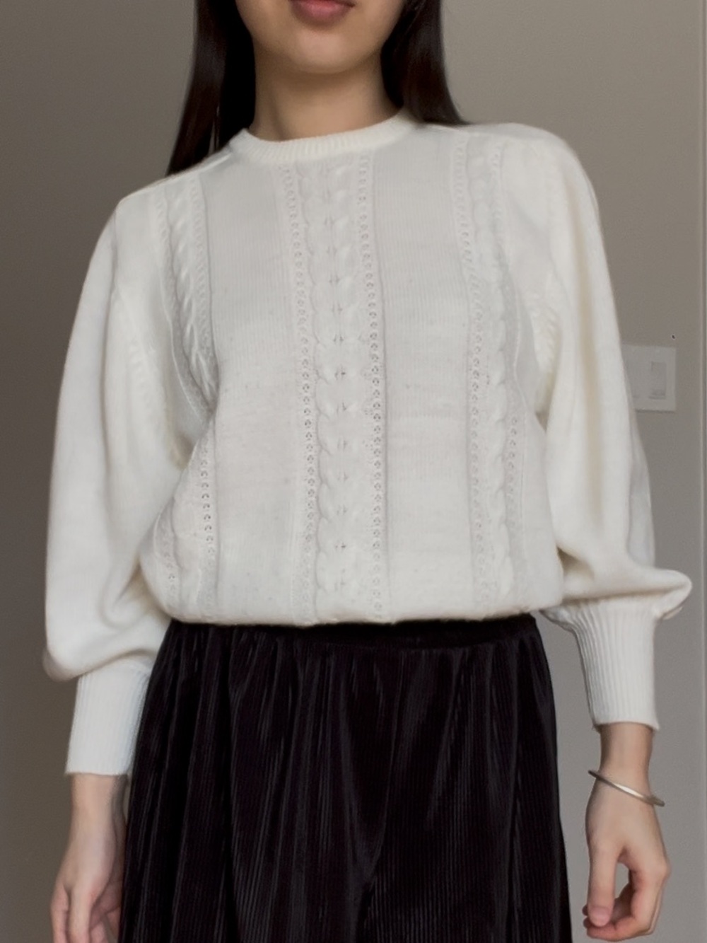 Vintage Cream Cable Knit Sweater
